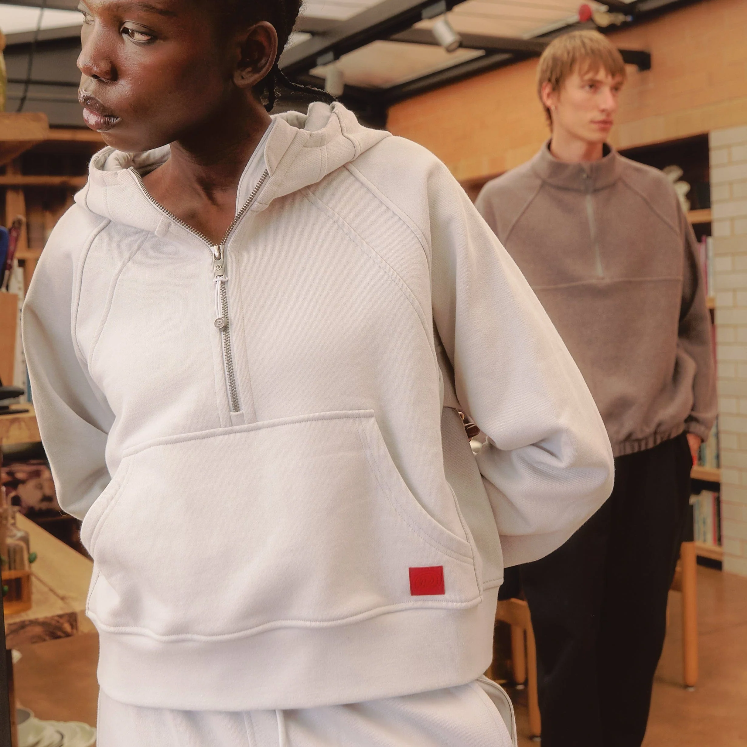 Women’s 100% Organic Cotton Half-Zip Hoodie - Image 3